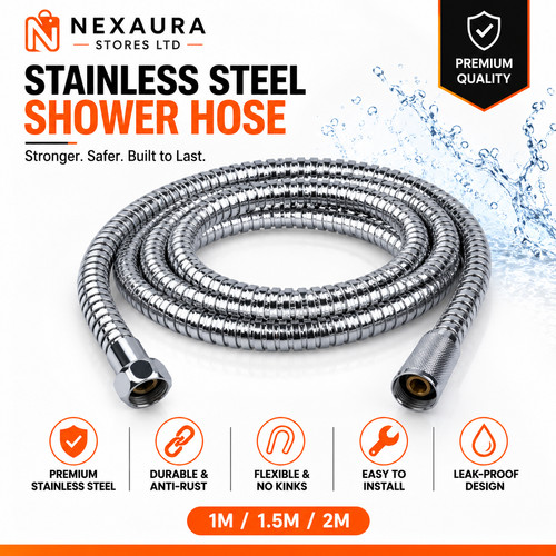 Stainless steel shower - steel, hose